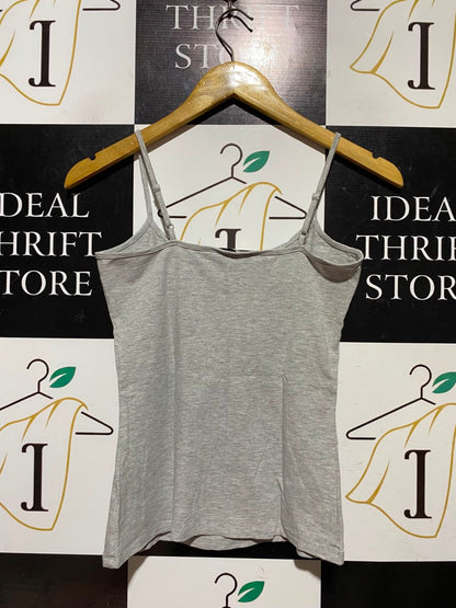F&F |S| BUST 14| A1| GREY MELANGE ADJUSTABLE STRAP CAMI TOP