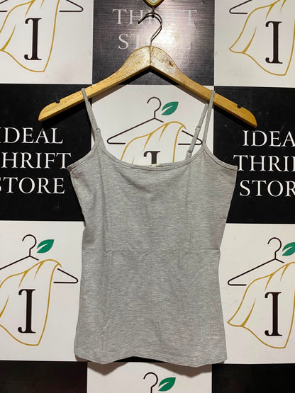 F&F |S| BUST 14| A1| GREY MELANGE ADJUSTABLE STRAP CAMI TOP