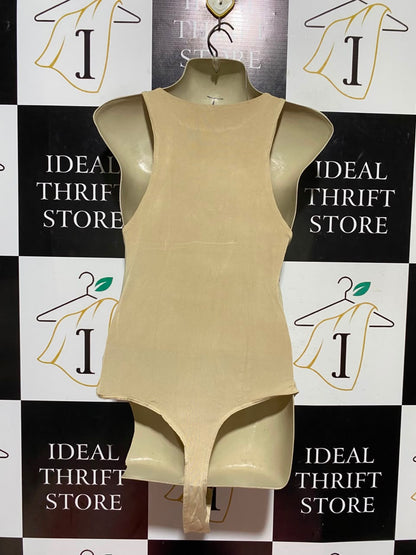 MISSGUIDED |S| BUST 14| A19| BEIGE HIGH-NECK RACERBACK BODYSUIT
