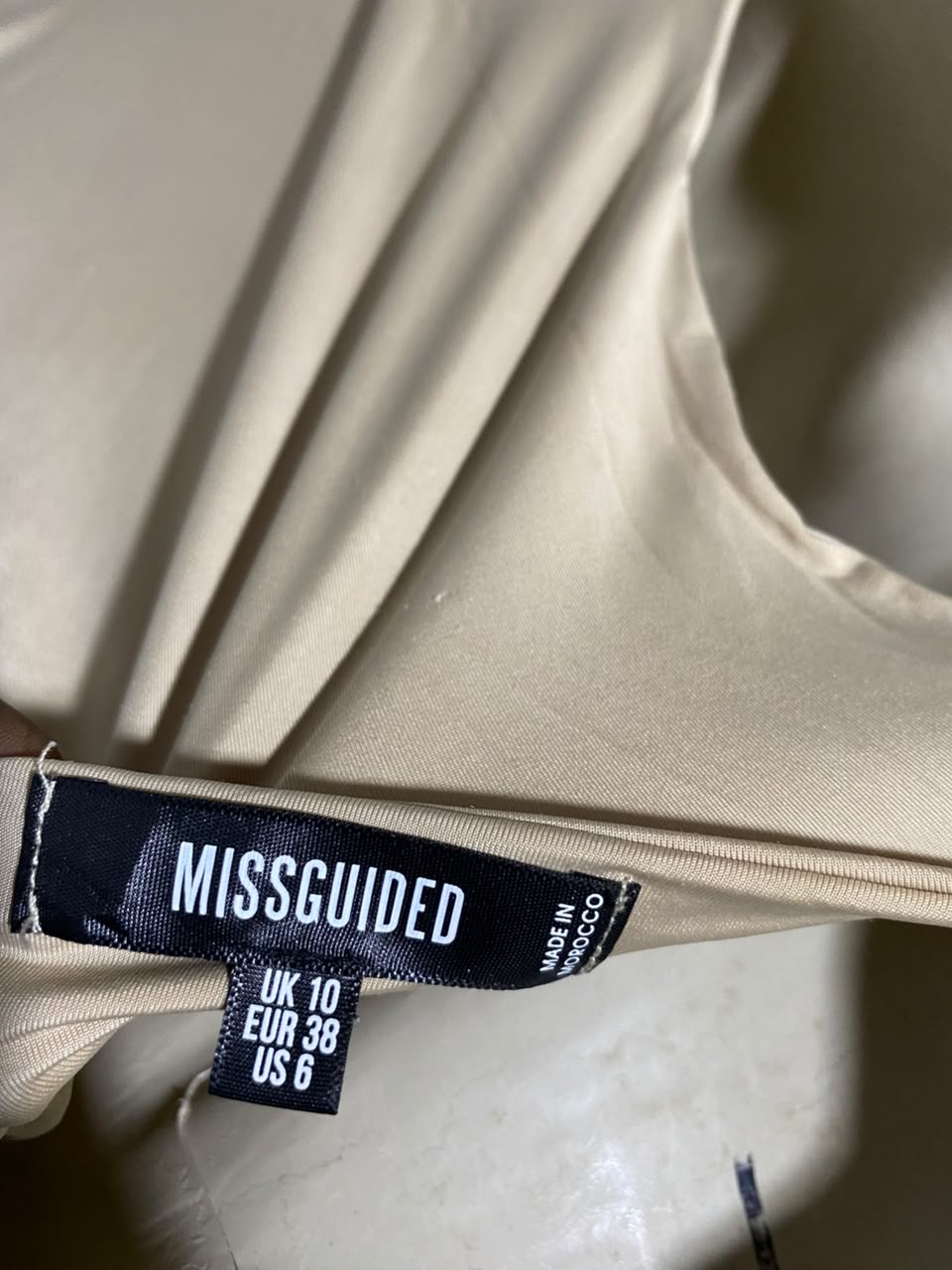 MISSGUIDED |S| BUST 14| A19| BEIGE HIGH-NECK RACERBACK BODYSUIT