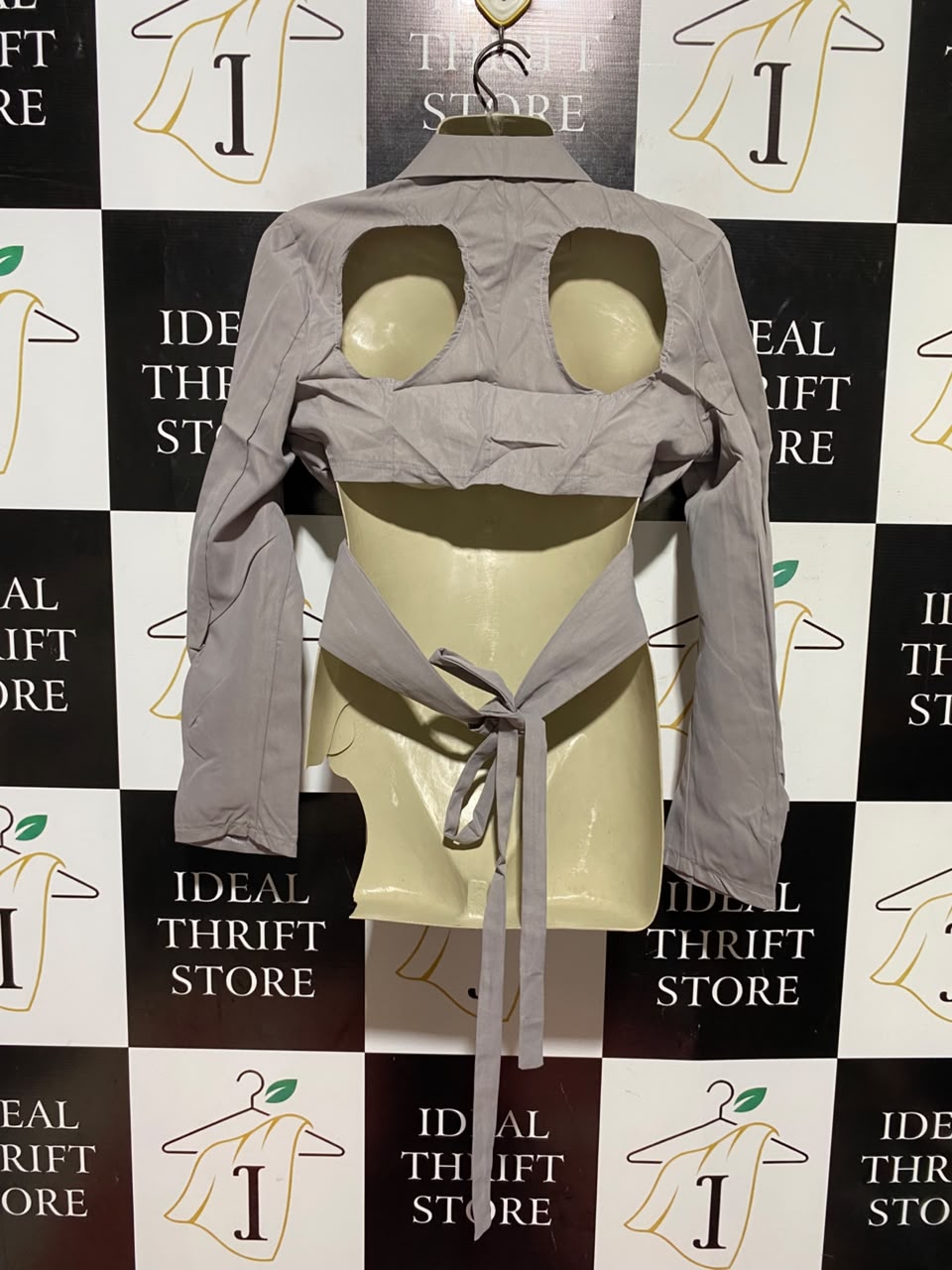 |S| BUST 16| A19| GREY CROSSOVER WRAP BLAZER CROP TOP