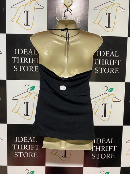 ME EM |S| BUST 15 | A19| BLACK ASYMMETRIC ONE-SHOULDER RUCHED TANK TOP