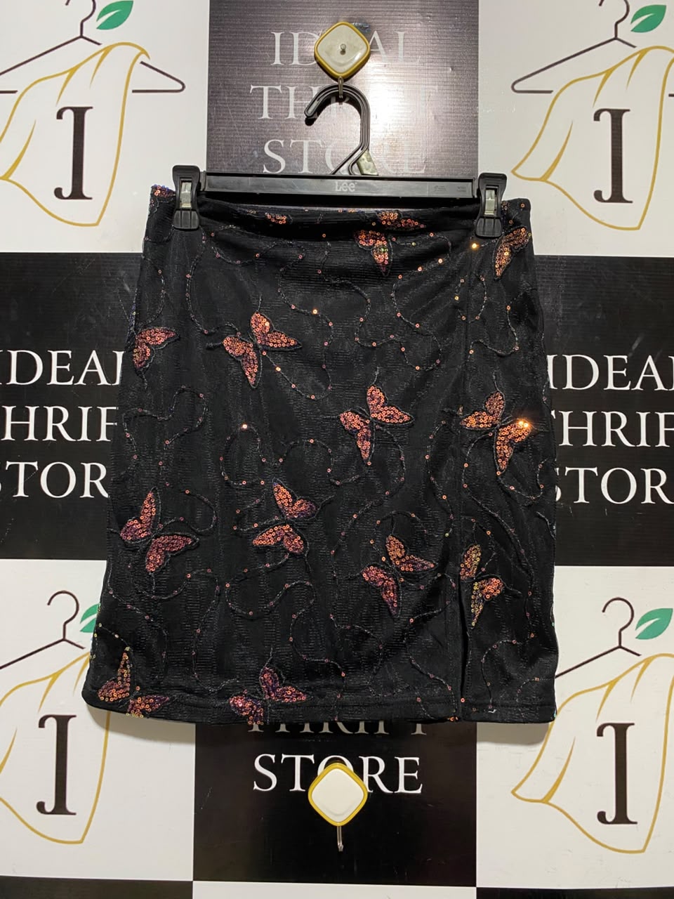 NAA NAA |M| WAIST 26| A19| BLACK SPARKLY BUTTERFLY SEQUIN MINI SKIRT