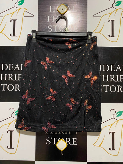 NAA NAA |M| WAIST 26| A19| BLACK SPARKLY BUTTERFLY SEQUIN MINI SKIRT