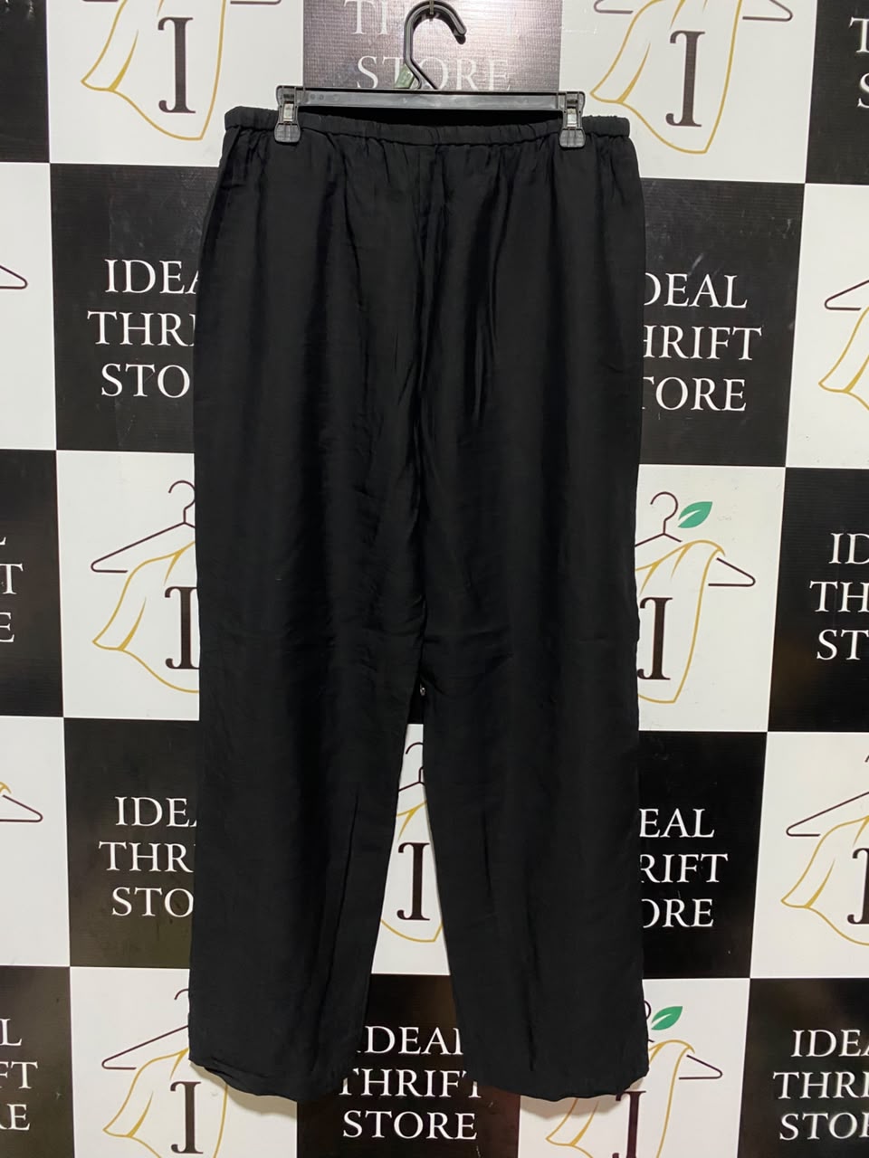 M&S |L| WAIST 32| A19| BLACK DRAWSTRING WIDE-LEG LOUNGE PANTS