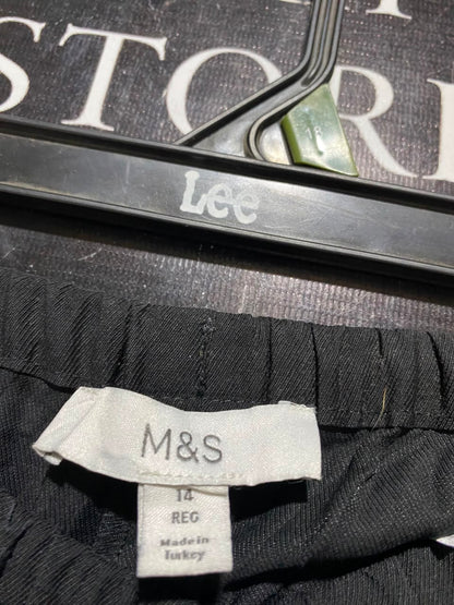 M&S |L| WAIST 32| A19| BLACK DRAWSTRING WIDE-LEG LOUNGE PANTS