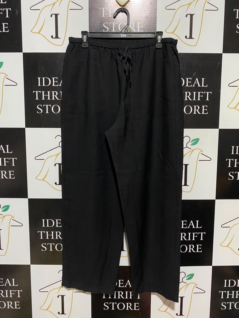 M&S |L| WAIST 32| A19| BLACK DRAWSTRING WIDE-LEG LOUNGE PANTS