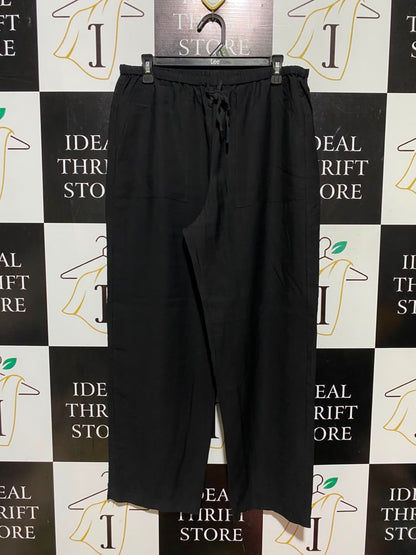 M&S |L| WAIST 32| A19| BLACK DRAWSTRING WIDE-LEG LOUNGE PANTS