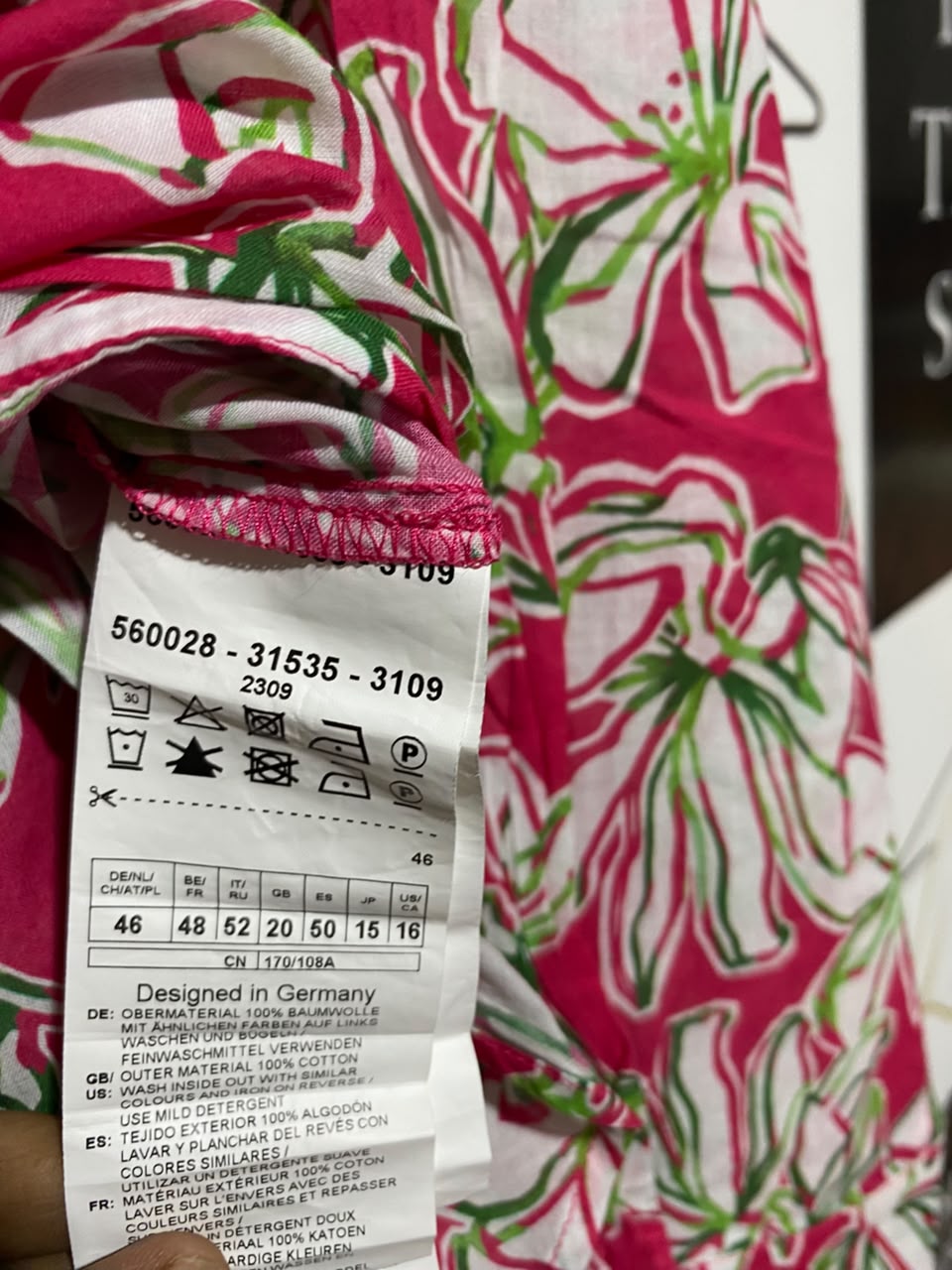 GERRY WEBER |L| BUST 23| A19| PINK AND WHITE FLORAL PRINT LONG SLEEVE BUTTON-DOWN SHIRT DRESS
