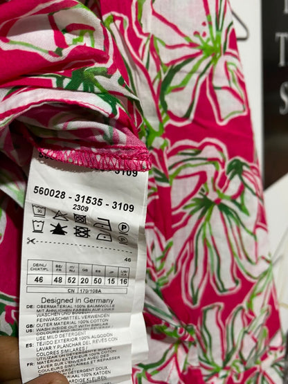 GERRY WEBER |L| BUST 23| A19| PINK AND WHITE FLORAL PRINT LONG SLEEVE BUTTON-DOWN SHIRT DRESS