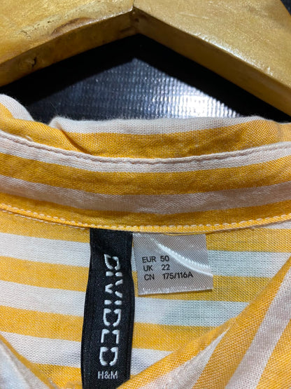 H&M |XL| BUST 25| A19| YELLOW AND WHITE STRIPED LONG SLEEVE BUTTON-DOWN SHIRT