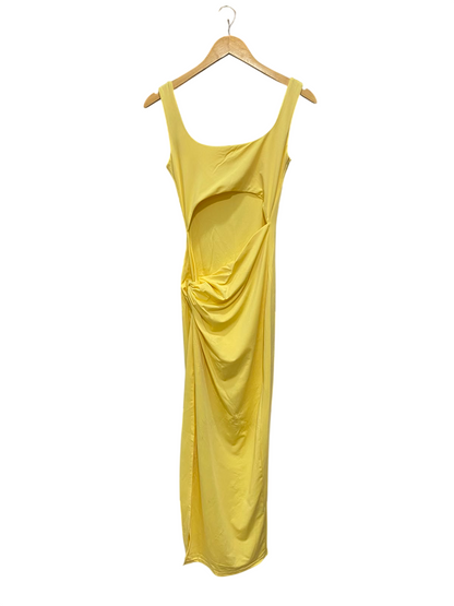 SHEIN |S| BUST 14| A20| YELLOW CUTOUT KNOT-DETAIL MIDI DRESS SLEEVELESS BODYCON DRESS