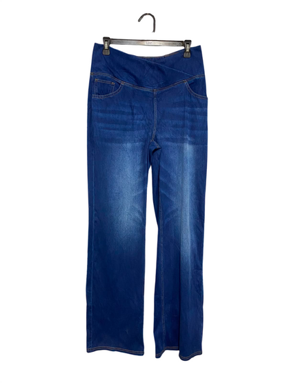 HALARA |L| WAIST 30| A20| BLUE CROSSOVER WAISTBAND DENIM JEANS STRETCHY WIDE LEG PANTS