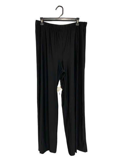 F&F |XL| WAIST 34| A20| BLACK PLEATED WIDE LEG PANTS ELASTIC WAIST FLOWY LOUNGE TROUSERS