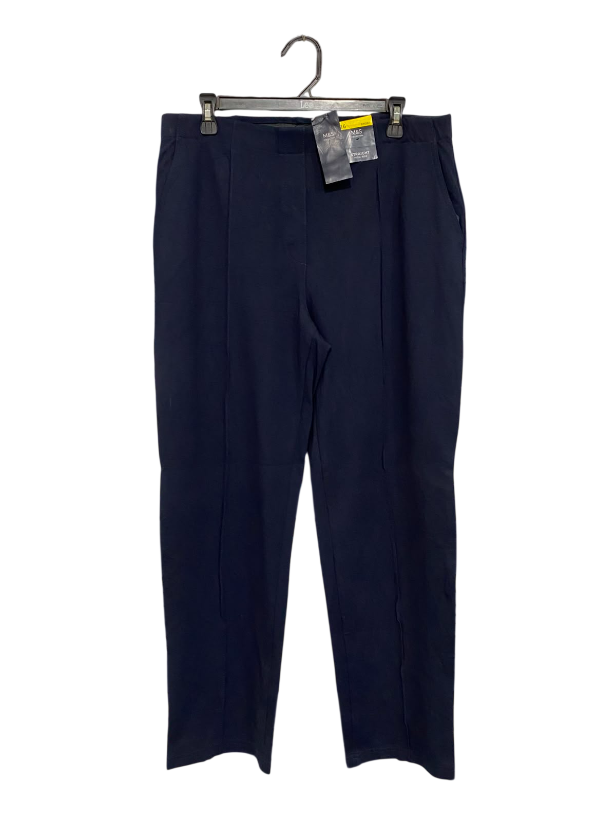 M&S |XL| WAIST 33| A20| NAVY BLUE TAILORED TROUSERS HIGH RISE STRAIGHT LEG FORMAL PANTS