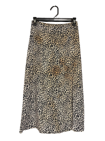 PRIMARK |S| WAIST 25| A20| WOMEN'S LEOPARD PRINT MIDI SKIRT FIERCE ANIMAL PRINT SLIT HEM LONG SKIRT