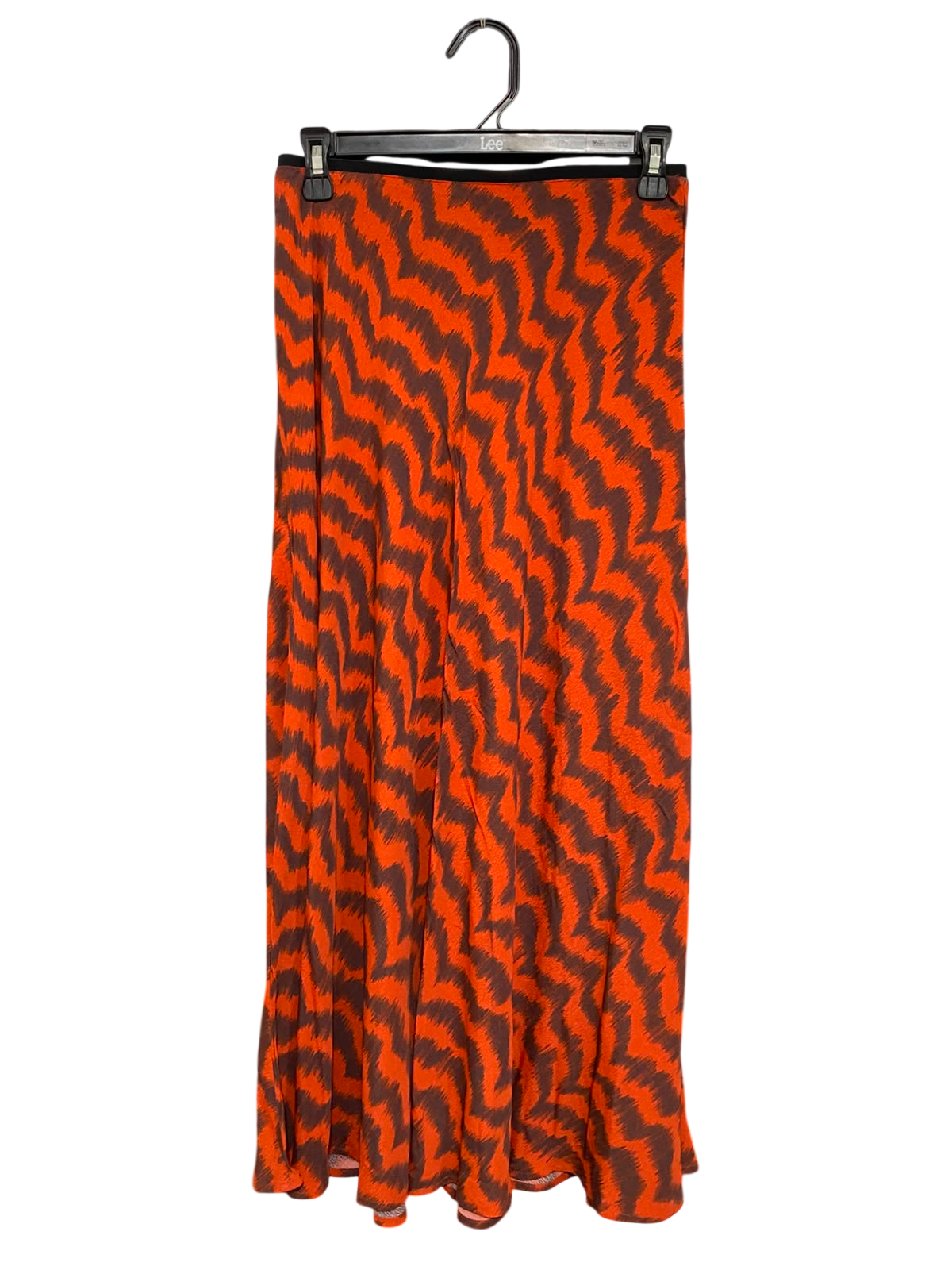 MNG |M| WAIST 26| A20| WOMEN'S ORANGE AND BROWN ZIGZAG PRINT MAXI SKIRT BOLD GEOMETRIC PATTERN LONG SKIRT