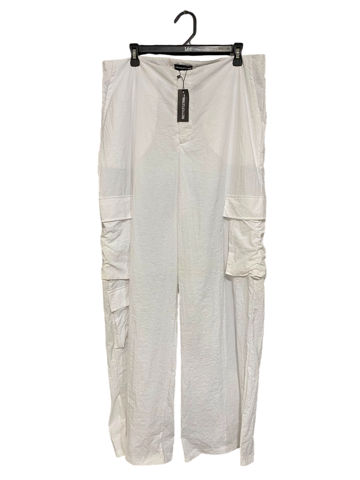 PRETTYLITTLE THING |XL| WAIST 36| A20| WOMEN'S WHITE PARACHUTE CARGO PANTS RELAXED FIT UTILITY TROUSERS