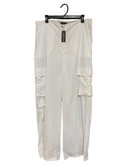 PRETTYLITTLE THING |XL| WAIST 36| A20| WOMEN'S WHITE PARACHUTE CARGO PANTS RELAXED FIT UTILITY TROUSERS