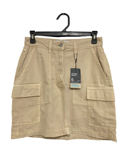 PRIMARK CARES |S| WAIST 26| A20| WOMEN'S BEIGE UTILITY CARGO DENIM SKIRT HIGH WAIST MINI SKIRT WITH POCKETS