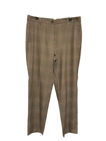 NEXT |XL| WAIST 36| A20| WOMEN'S BROWN PLAID TROUSERS CLASSIC CHECKED HIGH RISE FORMAL PANTS