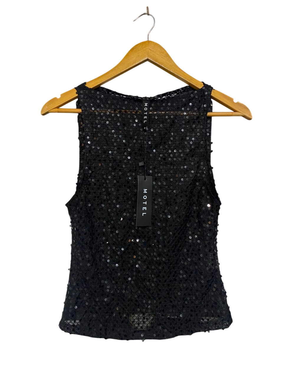 MOTEL |S| BUST 14| A21| BLACK SEQUIN SPARKLY SLEEVELESS TANK TOP