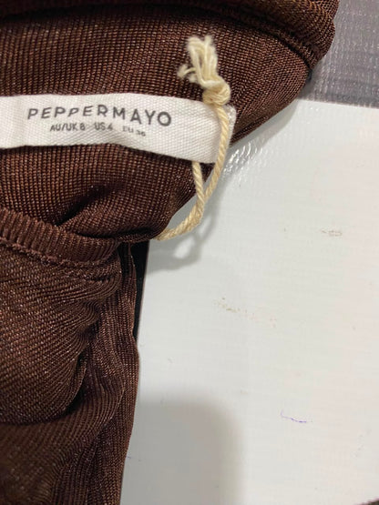 PEPPERMAYO |S| BUST 14| A21| BROWN LONG SLEEVE MAXI DRESS