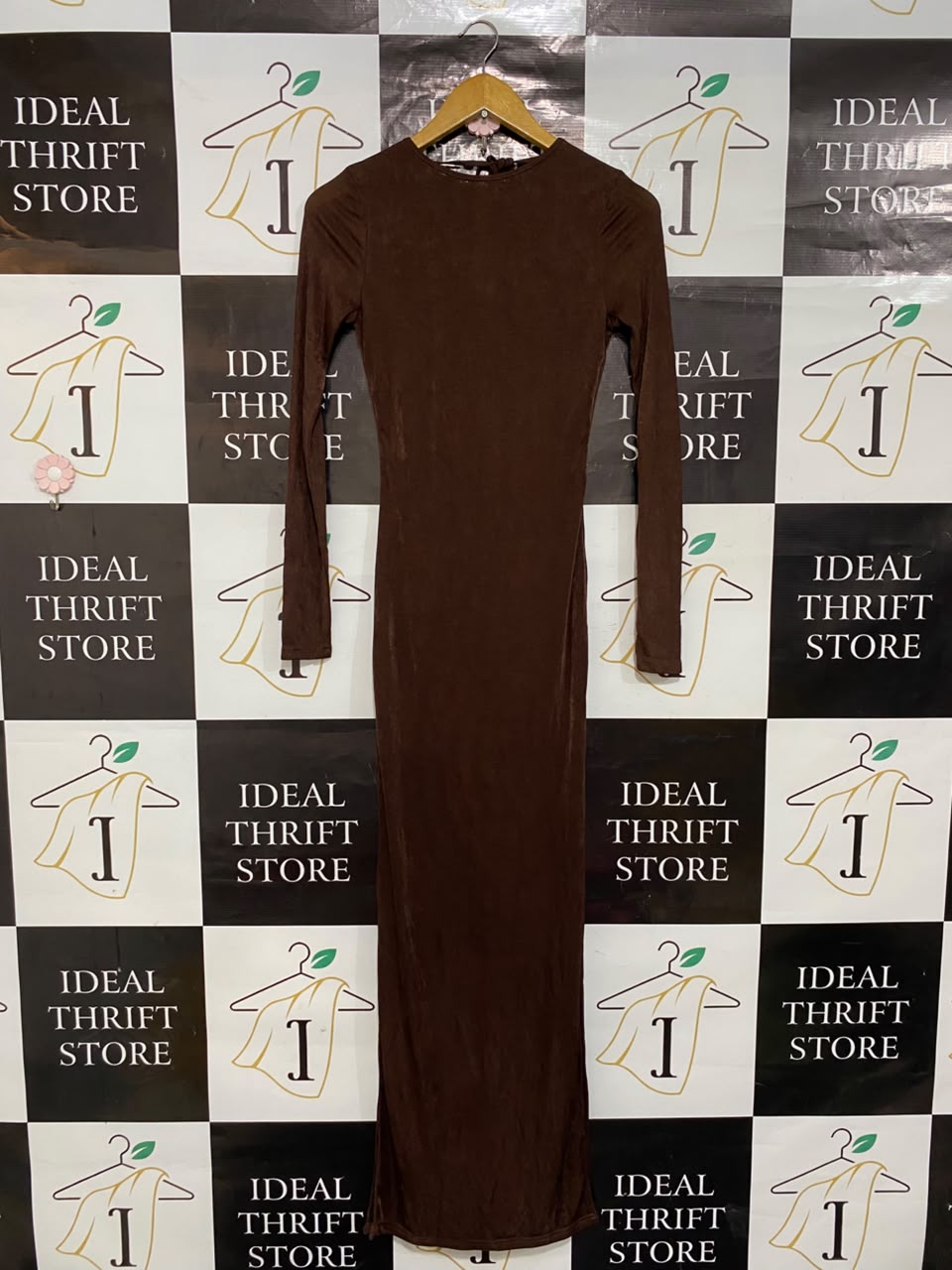 PEPPERMAYO |S| BUST 14| A21| BROWN LONG SLEEVE MAXI DRESS