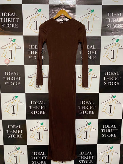 PEPPERMAYO |S| BUST 14| A21| BROWN LONG SLEEVE MAXI DRESS