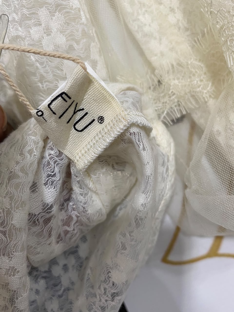 MEIMEIYU |S| BUST 15| A21| CREAM LACE RUFFLE COLLAR PUFF SLEEVE TOP