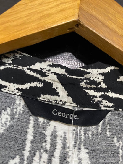 GEORGE |M| BUST FREE| A21| BLACK AND WHITE GEOMETRIC PRINT SHIRT MIDI DRESS