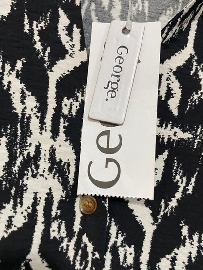 GEORGE |M| BUST FREE| A21| BLACK AND WHITE GEOMETRIC PRINT SHIRT MIDI DRESS