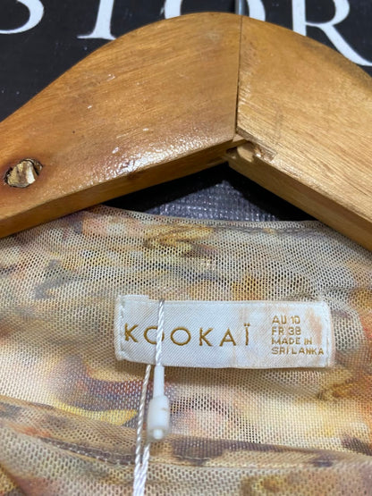 KOOKAI |M| BUST 15| A21| ABSTRACT PRINT MESH ASYMMETRIC SHORT SLEEVE TOP
