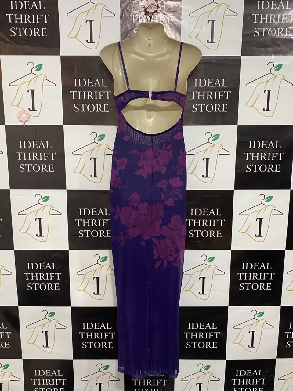 SHEIN |S| BUST 15| A21| PURPLE FLORAL LACE TRIM SLIP MAXI DRESS