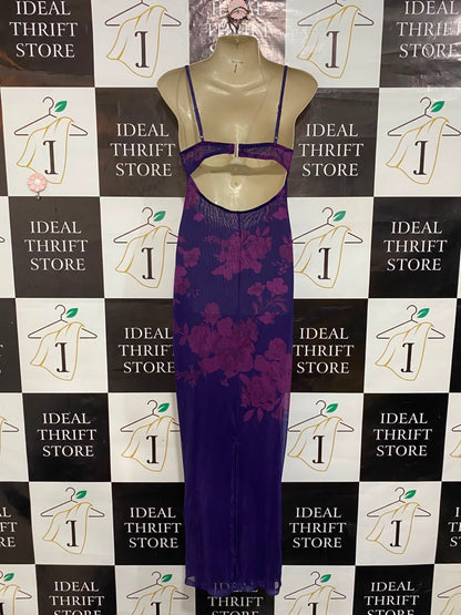 SHEIN |S| BUST 15| A21| PURPLE FLORAL LACE TRIM SLIP MAXI DRESS