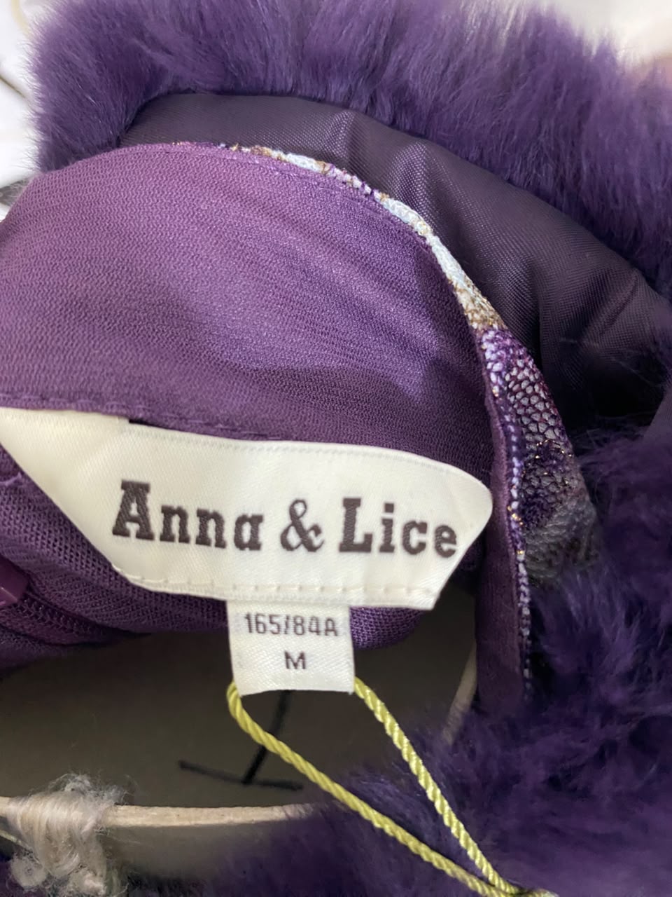 ANNA & LICE |M| BUST 19| A21| PURPLE FLORAL FAUX FUR TRIM LONG SLEEVE MINI DRESS