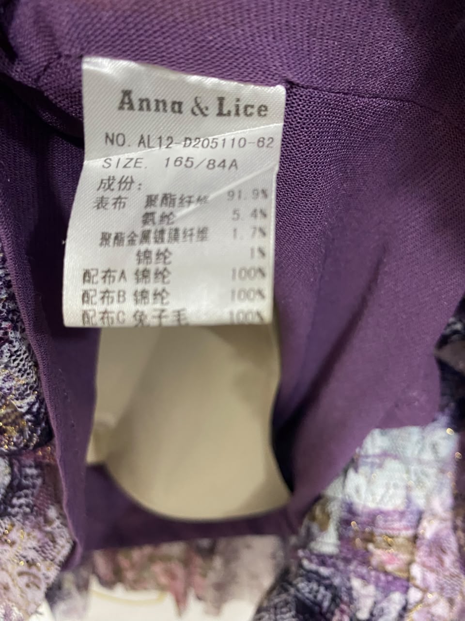 ANNA & LICE |M| BUST 19| A21| PURPLE FLORAL FAUX FUR TRIM LONG SLEEVE MINI DRESS