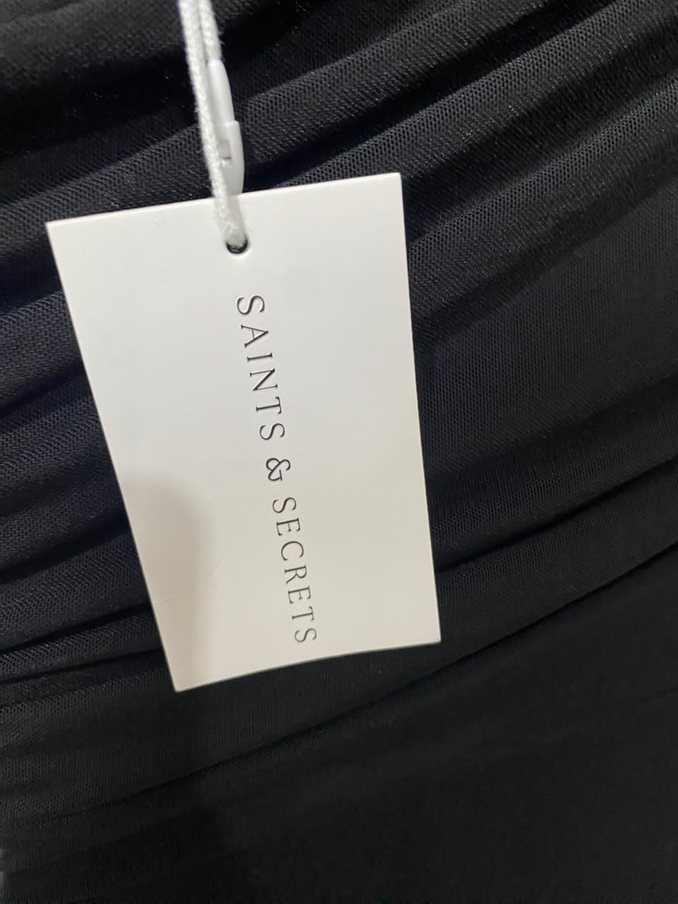 SAINTS & SECRETS |S| BUST 15| A21| BLACK ONE-SHOULDER RUFFLE MAXI DRESS