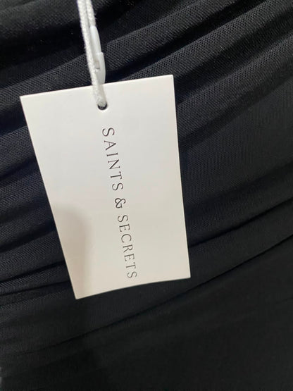 SAINTS & SECRETS |S| BUST 15| A21| BLACK ONE-SHOULDER RUFFLE MAXI DRESS