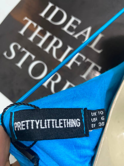 PRETTYLITTLE THING |M| BUST 15| A21| BRIGHT BLUE RUCHED SLIP MIDI DRESS