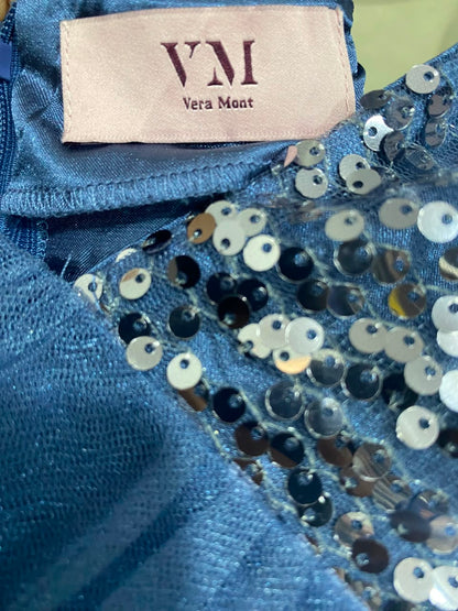 VERA MONT |L| BUST 20| C9| DUSTY BLUE SEQUIN BODICE TULLY MAXI DRESS