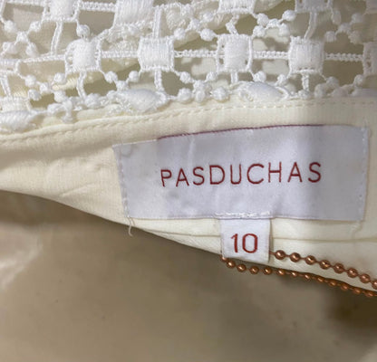 PASDUCHAS |M| BUST 16| A21| WHITE LACE SQUARE NECK LONG SLEEVE MIDI DRESS