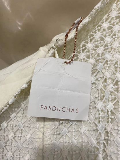 PASDUCHAS |M| BUST 16| A21| WHITE LACE SQUARE NECK LONG SLEEVE MIDI DRESS