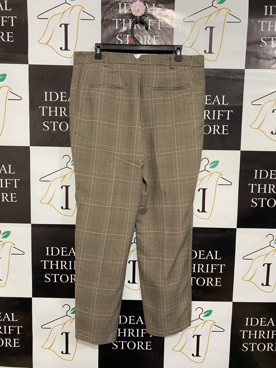 NEXT |XL| WAIST 36| A20| WOMEN'S BROWN PLAID TROUSERS CLASSIC CHECKED HIGH RISE FORMAL PANTS
