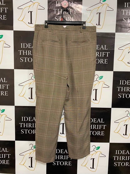 NEXT |XL| WAIST 36| A20| WOMEN'S BROWN PLAID TROUSERS CLASSIC CHECKED HIGH RISE FORMAL PANTS
