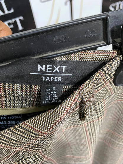 NEXT |XL| WAIST 36| A20| WOMEN'S BROWN PLAID TROUSERS CLASSIC CHECKED HIGH RISE FORMAL PANTS