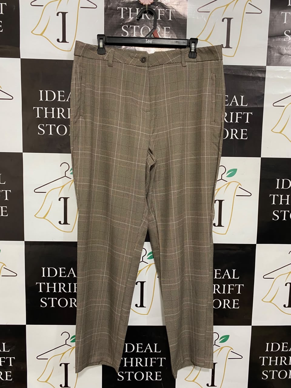 NEXT |XL| WAIST 36| A20| WOMEN'S BROWN PLAID TROUSERS CLASSIC CHECKED HIGH RISE FORMAL PANTS