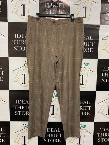 NEXT |XL| WAIST 36| A20| WOMEN'S BROWN PLAID TROUSERS CLASSIC CHECKED HIGH RISE FORMAL PANTS