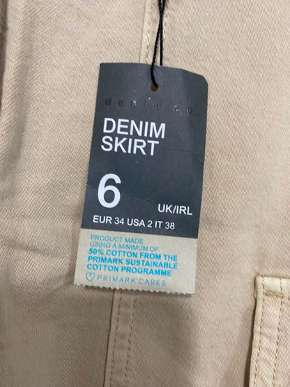 PRIMARK CARES |S| WAIST 26| A20| WOMEN'S BEIGE UTILITY CARGO DENIM SKIRT HIGH WAIST MINI SKIRT WITH POCKETS