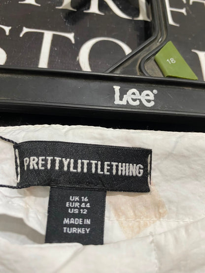 PRETTYLITTLE THING |XL| WAIST 36| A20| WOMEN'S WHITE PARACHUTE CARGO PANTS RELAXED FIT UTILITY TROUSERS